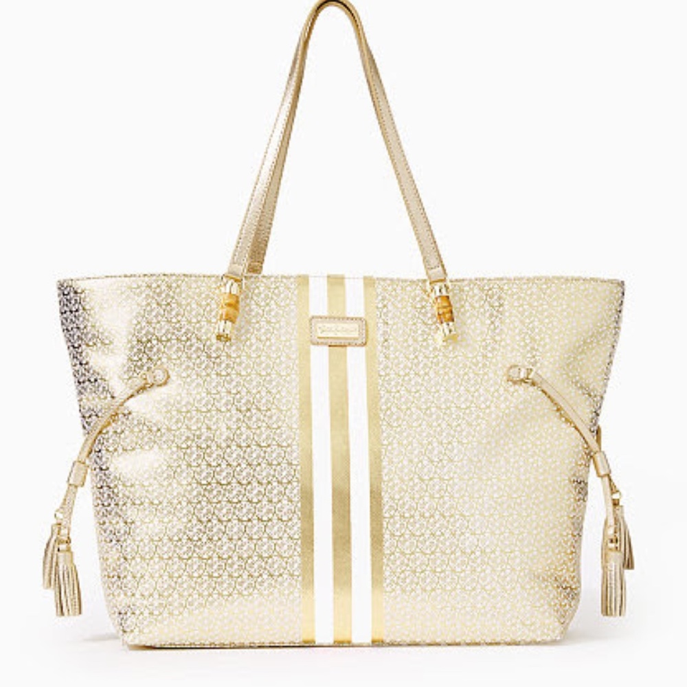 Lilly Pulitzer Mizner Gold Tote Bag